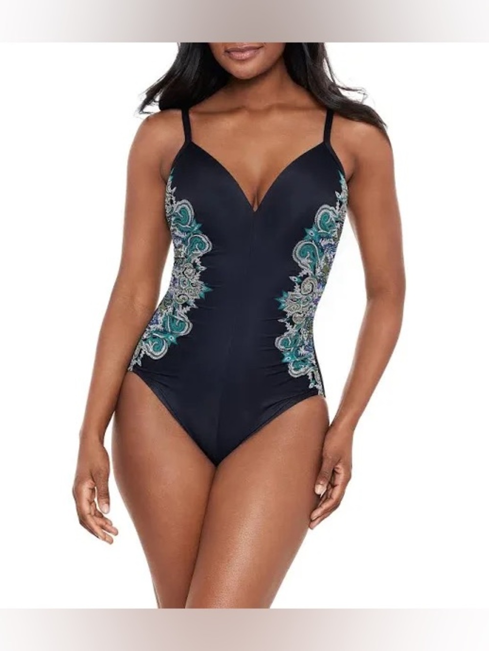 Miraclesuit Temptation One Piece Swimsuit in Black/Multi size 12